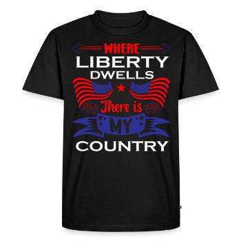 Citations patriotiques américaines, patriotes, patriotes - T-shirt Premium bio Homme - noir - Devant - Nico (187cm)