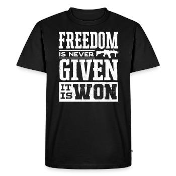 Citations patriotiques américaines, patriotes, patriotes - T-shirt Premium bio Homme - noir - Devant - Nico (187cm)
