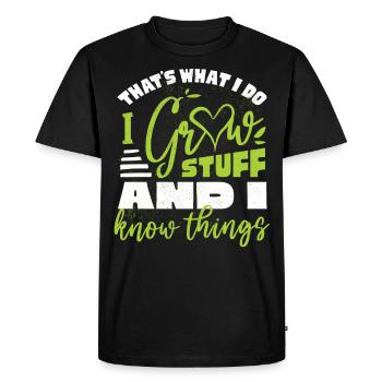 I build things And I know things, gardener - Men's Premium Organic T-Shirt - black - Front - Nico (187cm)