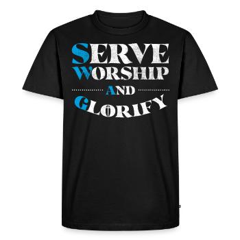 Servir l’adoration et glorifier - T-shirt Premium bio Homme - noir - Devant - Nico (187cm)