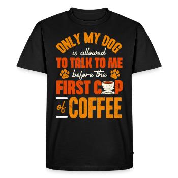 Café et CHIENS, Propriétaire de chien, Accro au café - T-shirt Premium bio Homme - noir - Devant - Nico (187cm)