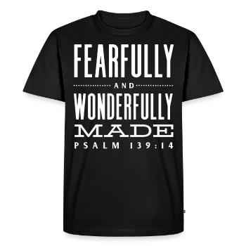 Anxieux et merveilleusement fait Psaume 139 - T-shirt Premium bio Homme - noir - Devant - Nico (187cm)