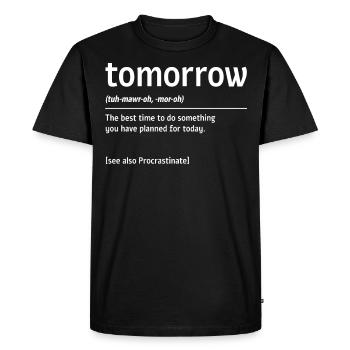 Morning Dictionary , Hesitation - Men's Premium Organic T-Shirt - black - Front - Nico (187cm)