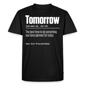 Morning Dictionary , Hesitation - Men's Premium Organic T-Shirt - black - Front - Nico (187cm)