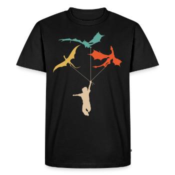 Drôle de petit garçon branché avec dragon - T-shirt Premium bio Homme - noir - Devant - Nico (187cm)
