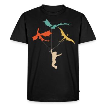 Funny Trendy Little Girl With Dragon - Men's Premium Organic T-Shirt - black - Front - Nico (187cm)