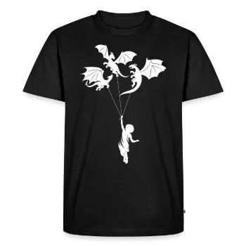 Drôle de petit garçon branché avec dragon - T-shirt Premium bio Homme - noir - Devant - Nico (187cm)