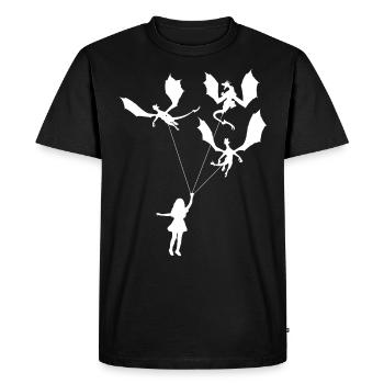 Funny Trendy Little Girl With Dragon - Men's Premium Organic T-Shirt - black - Front - Nico (187cm)