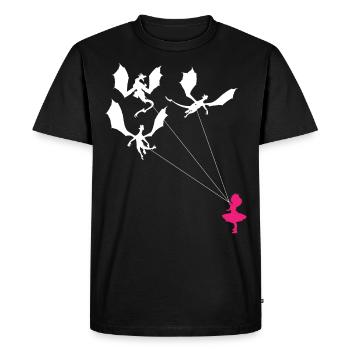 Funny Trendy Little Girl With Dragon - Men's Premium Organic T-Shirt - black - Front - Nico (187cm)
