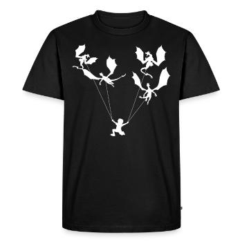 Drôle de petit garçon branché avec dragon - T-shirt Premium bio Homme - noir - Devant - Nico (187cm)