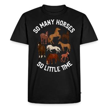 Tant de chevaux, si peu de temps, l’équitation - T-shirt Premium bio Homme - noir - Devant - Nico (187cm)