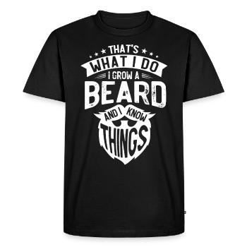Je me fais pousser la barbe et je sais des choses, barbu - T-shirt Premium bio Homme - noir - Devant - Nico (187cm)