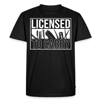 Autorisé à porter, coiffeur, tondeuse à cheveux - T-shirt Premium bio Homme - noir - Devant - Nico (187cm)