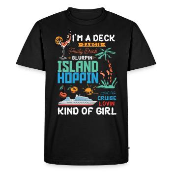 Fille qui saute d’île en île, fille de croisière - T-shirt Premium bio Homme - noir - Devant - Nico (187cm)