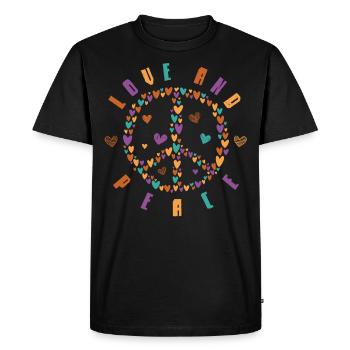 Paix et Amour, Style Hippie - T-shirt Premium bio Homme - noir - Devant - Nico (187cm)