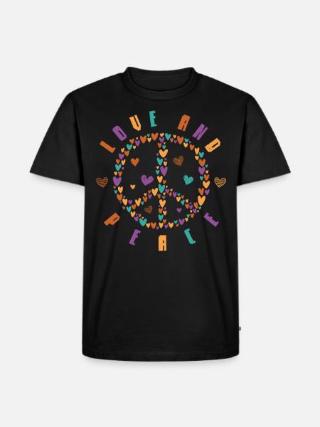 Peace and Love, Hippie Style - Men's Premium Organic T-Shirt - black