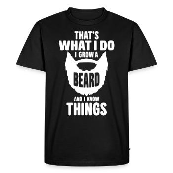 Je me fais pousser la barbe et je sais des choses, barbu - T-shirt Premium bio Homme - noir - Devant - Nico (187cm)