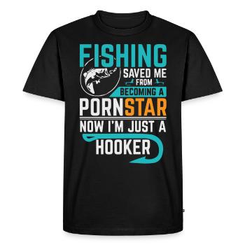 Fishing saves me from star - Men's Premium Organic T-Shirt - black - Front - Nico (187cm)