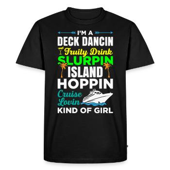 Fille qui saute d’île en île, fille de croisière - T-shirt Premium bio Homme - noir - Devant - Nico (187cm)