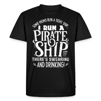 Cool moms running a pirate ship with cursing - Men's Premium Organic T-Shirt - black - Front - Nico (187cm)