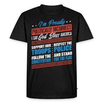 Je suis politiquement incorrect, fier d’être américain - T-shirt Premium bio Homme - noir - Devant - Nico (187cm)