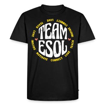 ESOL Teacher Crew Squad Rainbow Retour à l’école - T-shirt Premium bio Homme - noir - Devant - Nico (187cm)