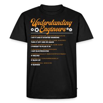 Engineers Understanding, Engineering - Men's Premium Organic T-Shirt - black - Front - Nico (187cm)