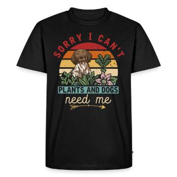 Jardin, jardiniers, plantes et chiens - T-shirt Premium bio Homme - noir - Devant - Nico (187cm)
