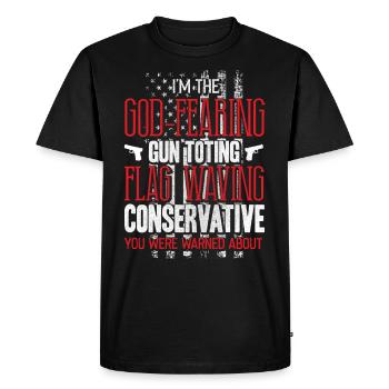 American, God Fear, Flag Wehne Conservative - Men's Premium Organic T-Shirt - black - Front - Nico (187cm)