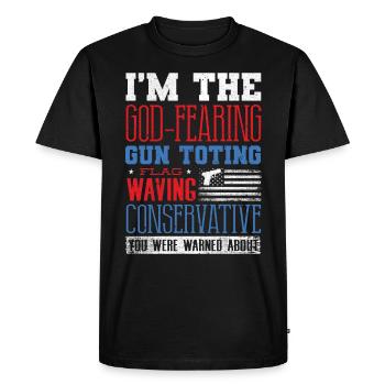 American, God Fear, Flag Wehne Conservative - Men's Premium Organic T-Shirt - black - Front - Nico (187cm)