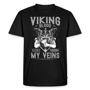 Viking Blood Runs Through My Veins - Men's Premium Organic T-Shirt - black - Front - Nico (187cm)