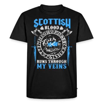 Scottish Blood Runs Through My Veins - Men's Premium Organic T-Shirt - black - Front - Nico (187cm)