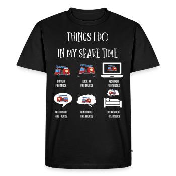 Ce que je fais, camion de pompiers, camions de pompiers - T-shirt Premium bio Homme - noir - Devant - Nico (187cm)