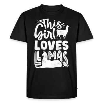 Cette fille aime les lamas, les lamas, les lamas - T-shirt Premium bio Homme - noir - Devant - Nico (187cm)