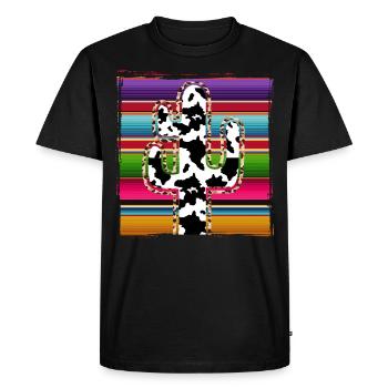Cactus vache de l’Ouest - T-shirt Premium bio Homme - noir - Devant - Nico (187cm)