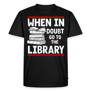 Library Librarian, - Men's Premium Organic T-Shirt - black - Front - Nico (187cm)