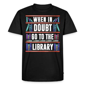 Library Librarian, - Men's Premium Organic T-Shirt - black - Front - Nico (187cm)