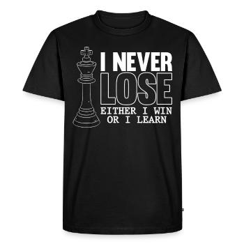 Joueur d’échecs, je ne perds jamais, Échecs - T-shirt Premium bio Homme - noir - Devant - Nico (187cm)
