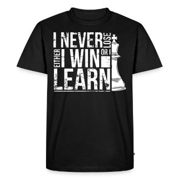 Joueur d’échecs, je ne perds jamais, Échecs - T-shirt Premium bio Homme - noir - Devant - Nico (187cm)