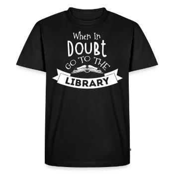 Library Librarian, - Men's Premium Organic T-Shirt - black - Front - Nico (187cm)