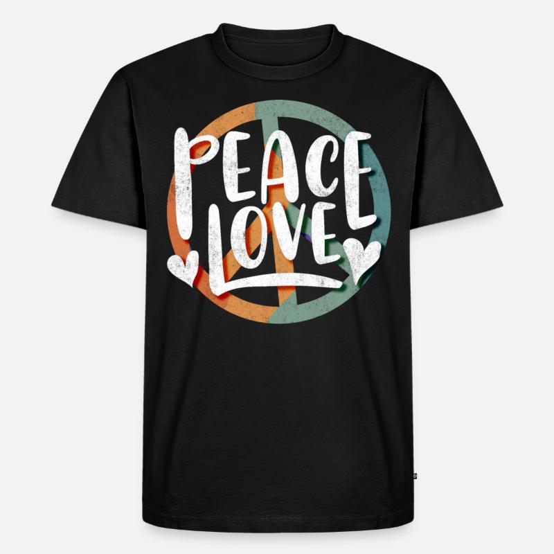Friedensliebe, Frieden - Männer Premium Bio T-Shirt - Schwarz