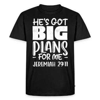 Il a de grands projets pour moi, Jérémie 29:11 Psaume - T-shirt Premium bio Homme - noir - Devant - Nico (187cm)