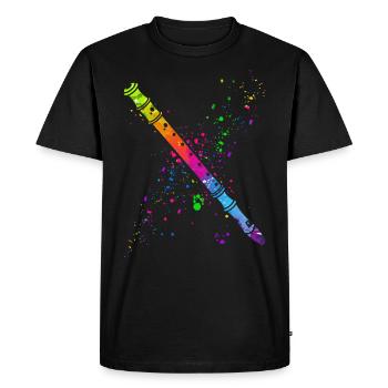 Flute, Playing the flute, - Men's Premium Organic T-Shirt - black - Front - Nico (187cm)