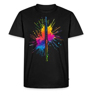 Flute, Playing the flute, - Men's Premium Organic T-Shirt - black - Front - Nico (187cm)