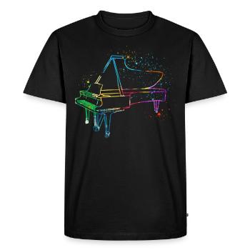 Piano, Pianiste - T-shirt Premium bio Homme - noir - Devant - Nico (187cm)