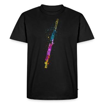 Flute, Playing the flute, - Men's Premium Organic T-Shirt - black - Front - Nico (187cm)
