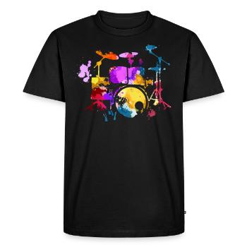 Batterie, batteur - T-shirt Premium bio Homme - noir - Devant - Nico (187cm)