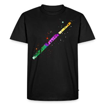 Flute, Playing the flute, - Men's Premium Organic T-Shirt - black - Front - Nico (187cm)