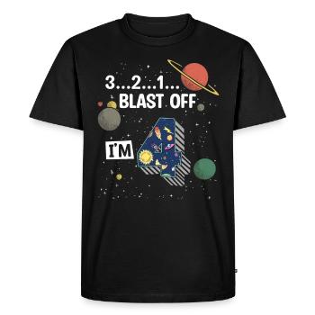 Blast Off J’ai 4 ans, 4ème anniversaire - T-shirt Premium bio Homme - noir - Devant - Nico (187cm)