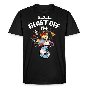 Blast Off J’ai 6 ans, 6ème anniversaire - T-shirt Premium bio Homme - noir - Devant - Nico (187cm)